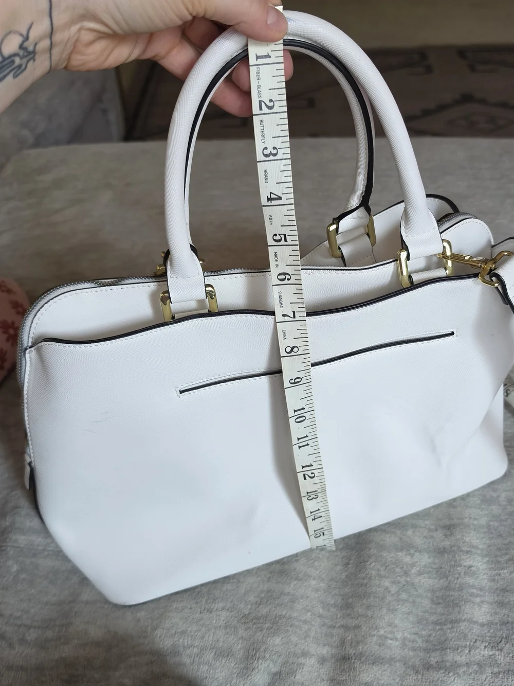 Betsey Johnson White Satchel with Bow and Gold Hardware